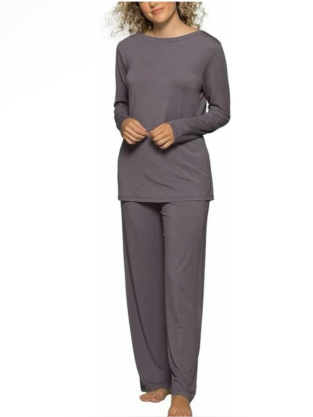 Vanity Fair Womens Beyond Comfort Pajama Set, Long Sleeve, Rare Blue Heather XXL
